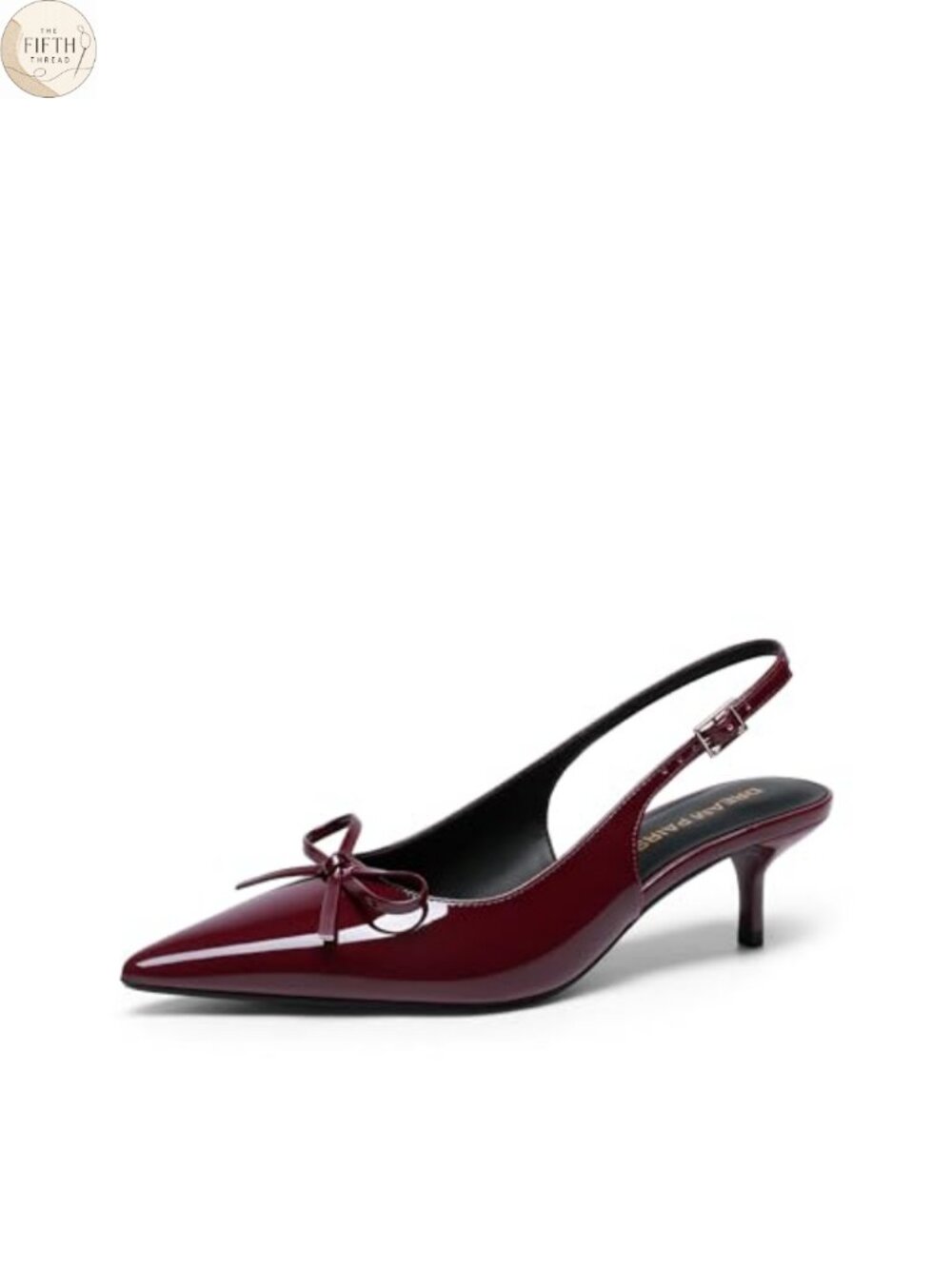 Women's Faux Leather Slingback Kitten Heel Pointed Toe Pumps
